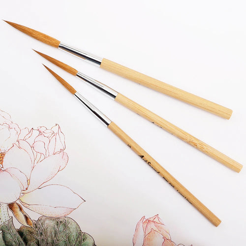 3-Piece Mini Fine Detail Watercolor Brush Set - Watercolor Brushes by BrushPaper.com (view 1)