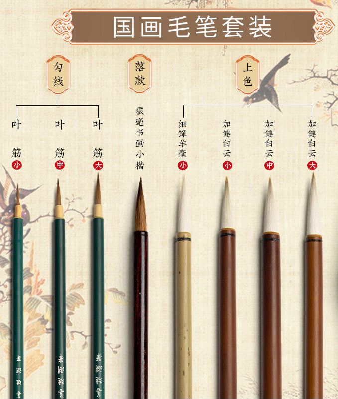 Chinese Painting Brush Set for Sumi-e – 8 Brushes & Bamboo Holder