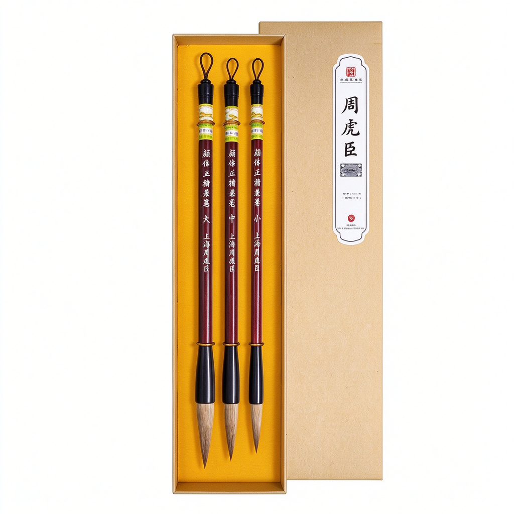 Zhou Huchen Chinese Calligraphy Brush – Yan Zhenqing Style Regular Script, Mixed Hair, for Beginners