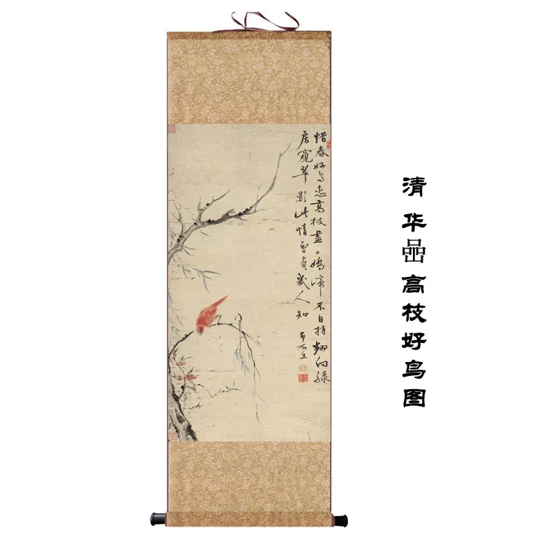 Chinese Silk Scroll – Flower & Bird Painting Wall Art