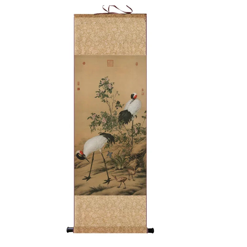 Chinese Silk Scroll – Flower & Bird Painting Wall Art