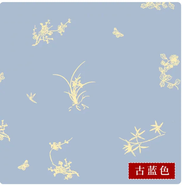 Wax Dye Rice Paper Scroll – Plum Orchid Bamboo Chrysanthemum