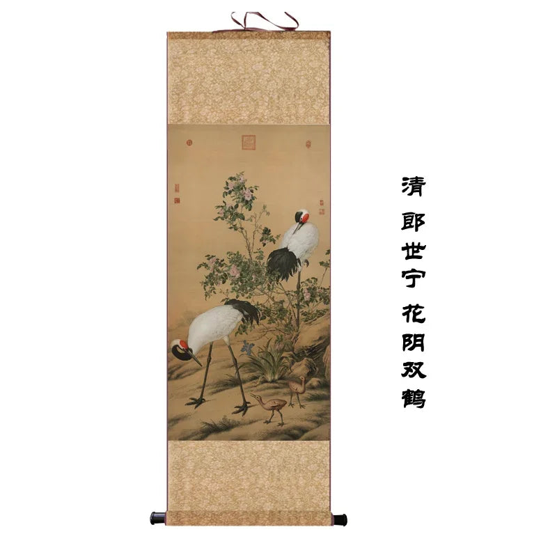 Chinese Silk Scroll – Flower & Bird Painting Wall Art