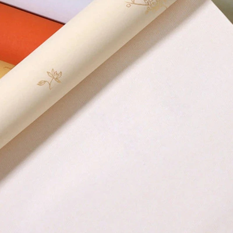 Wax Dye Rice Paper Scroll – Plum Orchid Bamboo Chrysanthemum