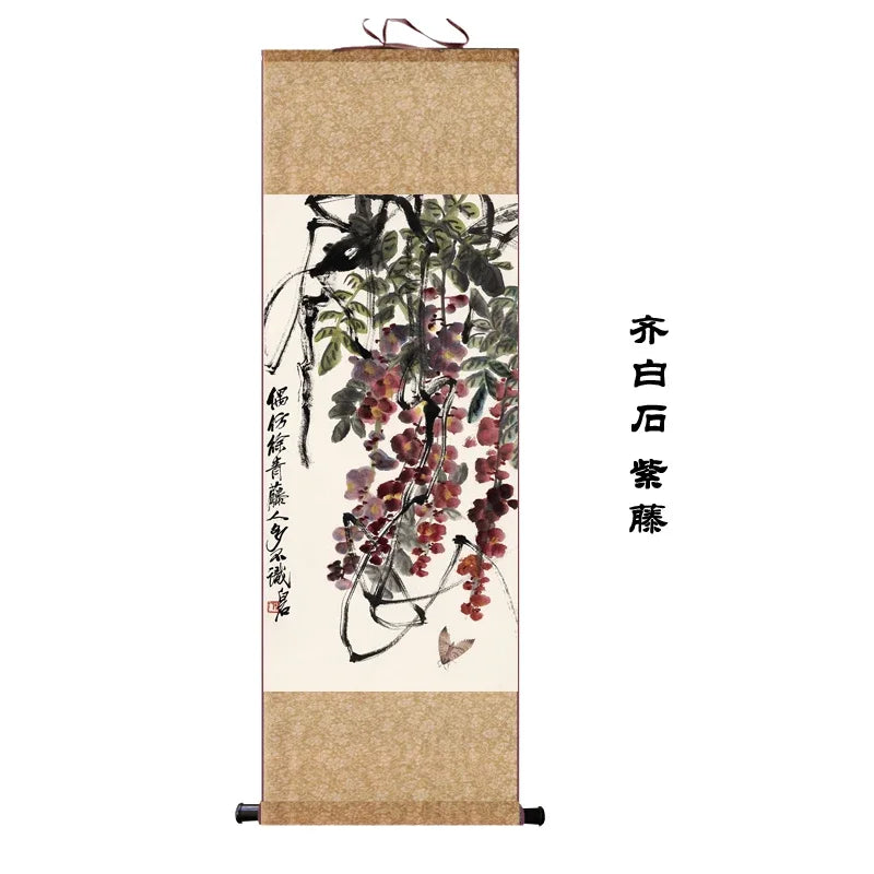 Chinese Silk Scroll – Flower & Bird Painting Wall Art