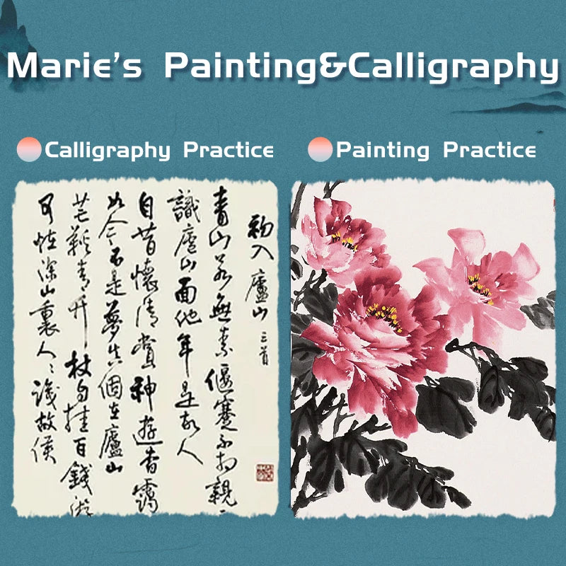 50 Sheets Marie's Rice Paper,Sheng (Raw) Xuan for Sumi & Oriental Painting,Ink Drawing,Chinese Calligraphy,Watercolors