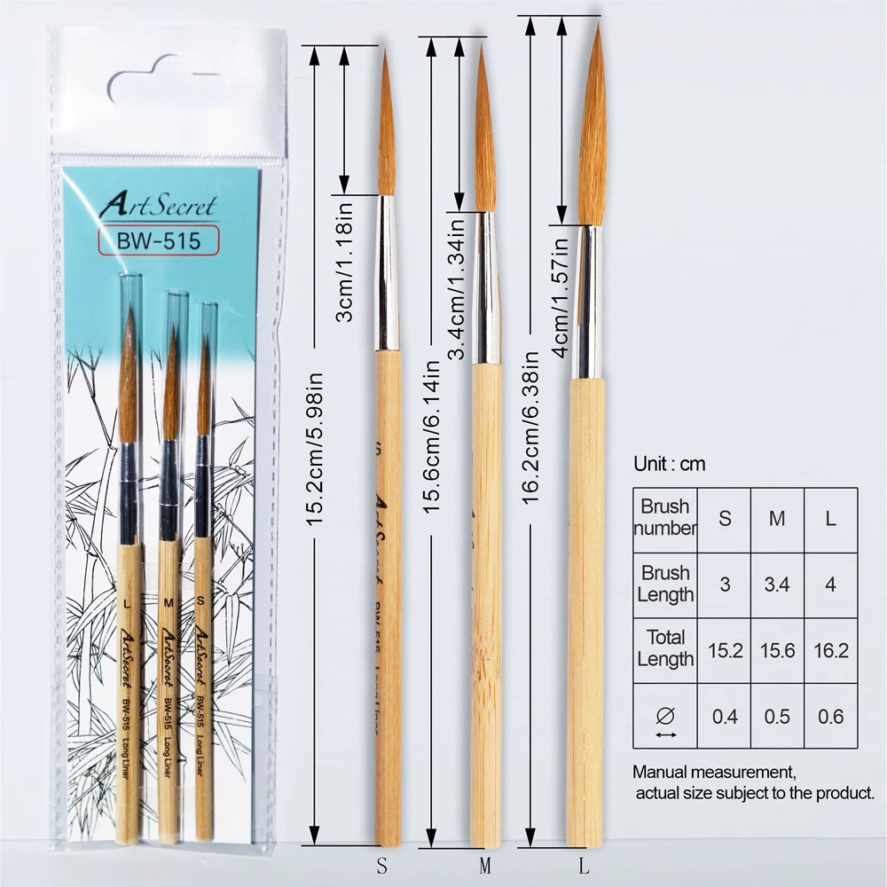 3 PCS Mini Fine Detail Watercolor Brushes