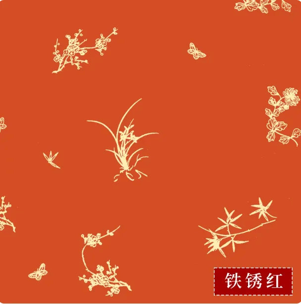 Wax Dye Rice Paper Scroll – Plum Orchid Bamboo Chrysanthemum
