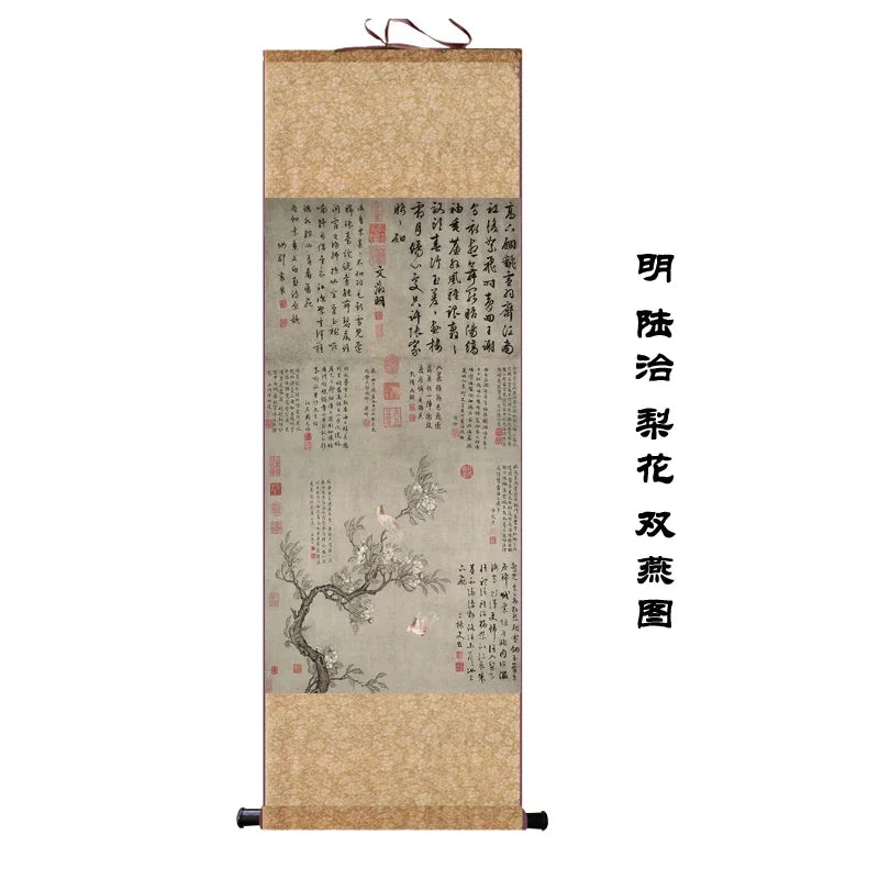 Chinese Silk Scroll – Flower & Bird Painting Wall Art