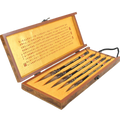 5-piece weasel hair calligraphy brush set in wooden gift box 37x14cm