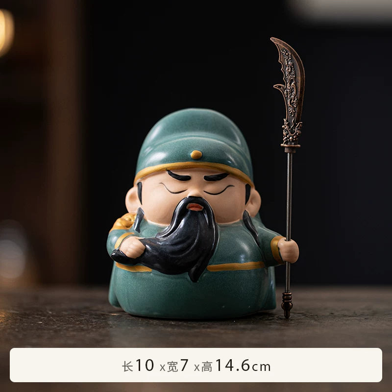 Ceramic Guan Yu Tea Pet Figurine | Warrior & Scholar Styles packaging - stationery by Generic