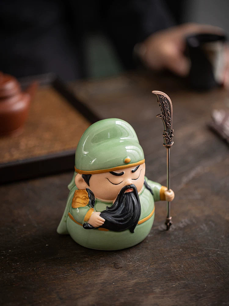 Ceramic Guan Yu Tea Pet Figurine | Warrior & Scholar Styles texture detail - stationery by Generic