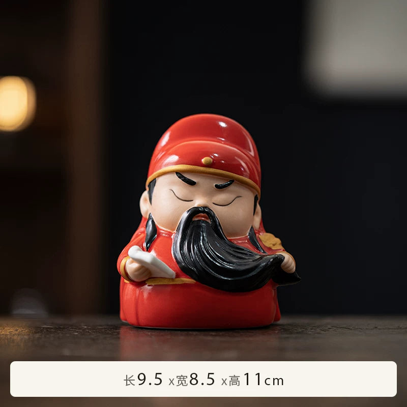 Ceramic Guan Yu Tea Pet Figurine | Warrior & Scholar Styles close-up detail - stationery by Generic