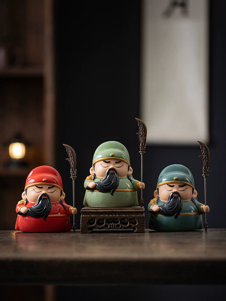 Ceramic Guan Yu Tea Pet Figurine | Warrior & Scholar Styles - stationery by Generic