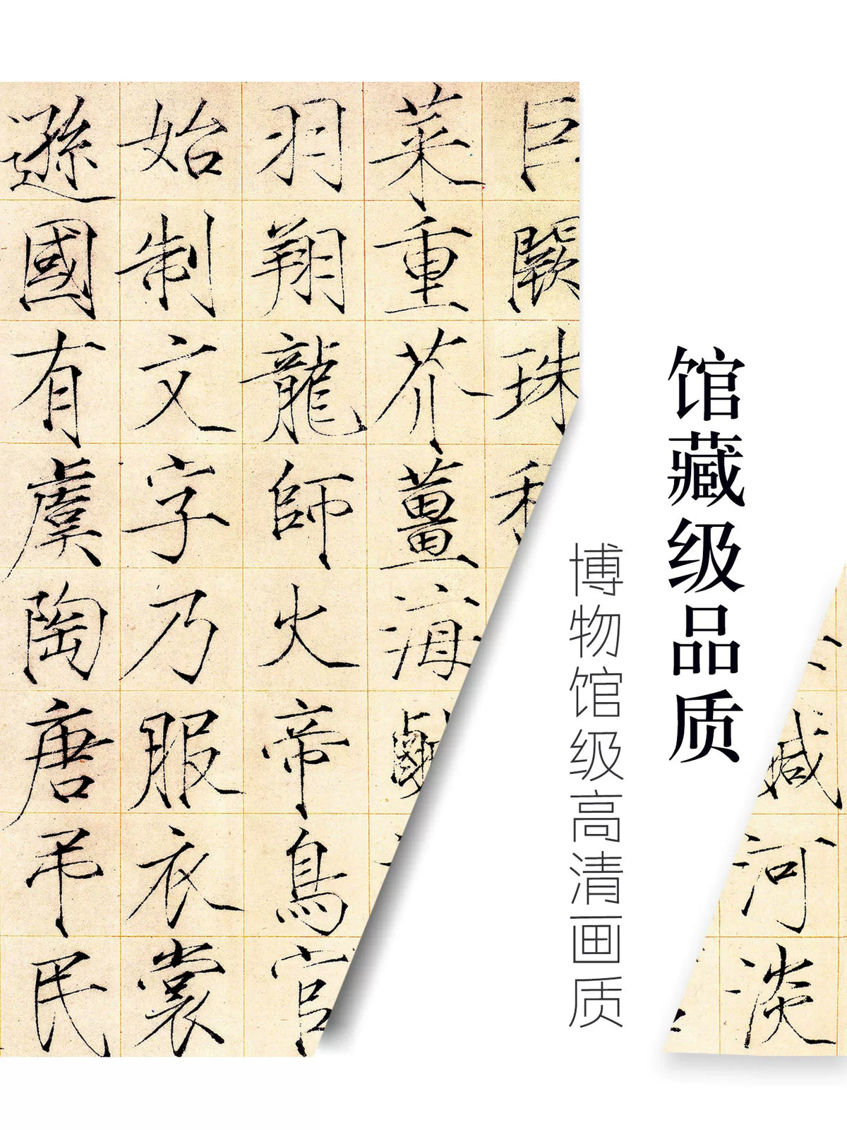 Chinese Calligraphy Scroll – 宋徽宗 楷书 千字文 | Huizong Slender Gold Script close-up detail - Chinese Calligraphy Copybooks by