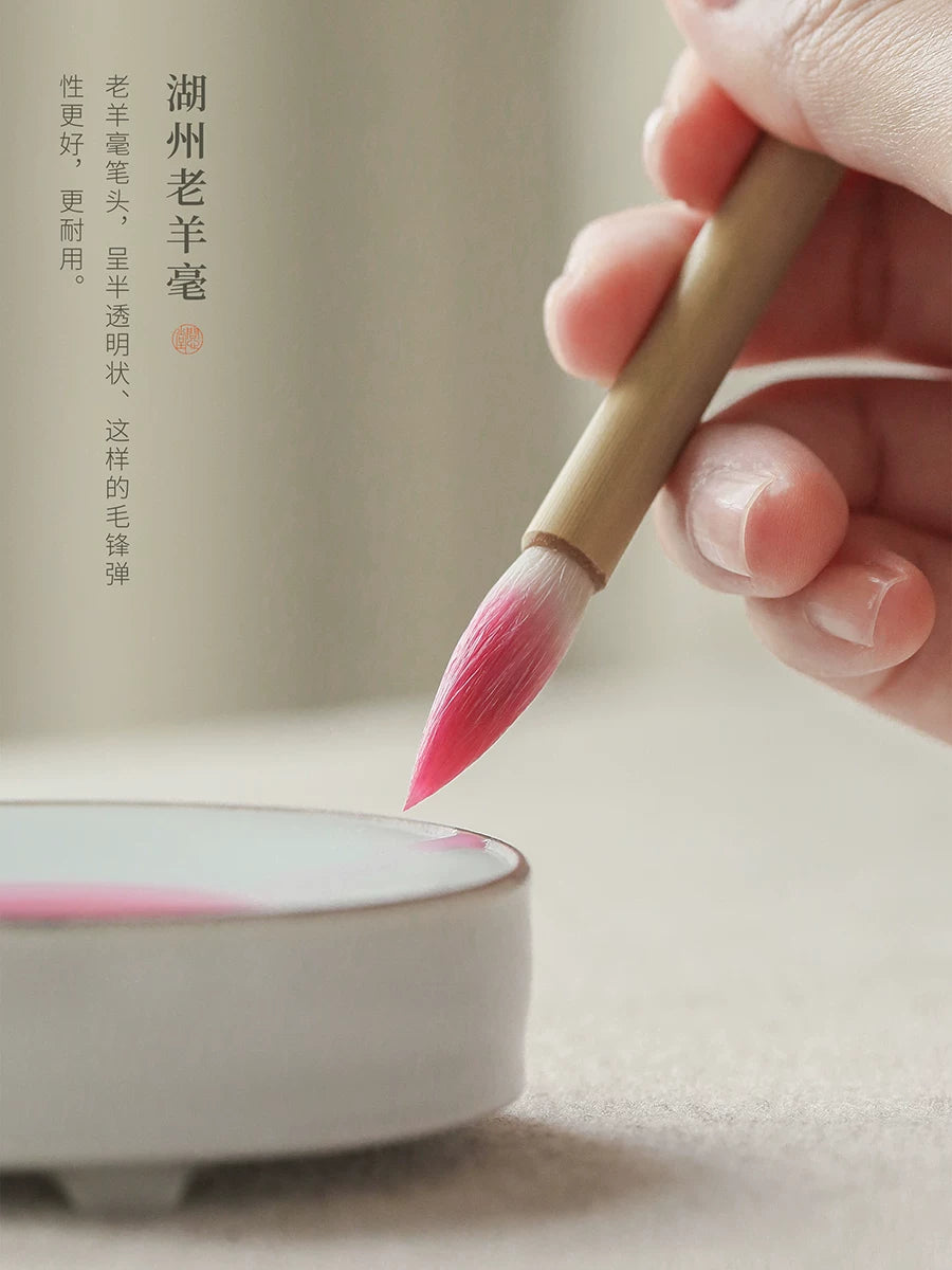 Chinese Painting Brush & Sumi-e – Soft Goat Hair Bai Yun side view - Chinese painting brush by Wen Xin Tang (问心堂)