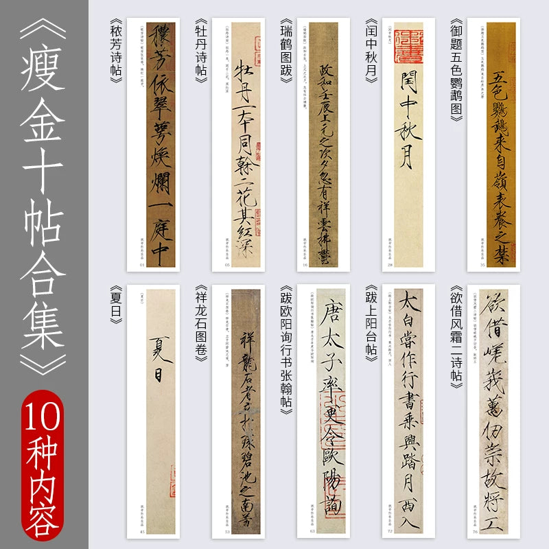 Emperor Huizong Slender Gold Script Copybook – Ten Masterpieces Collection close-up detail - Calligraphy Copybook by Generic