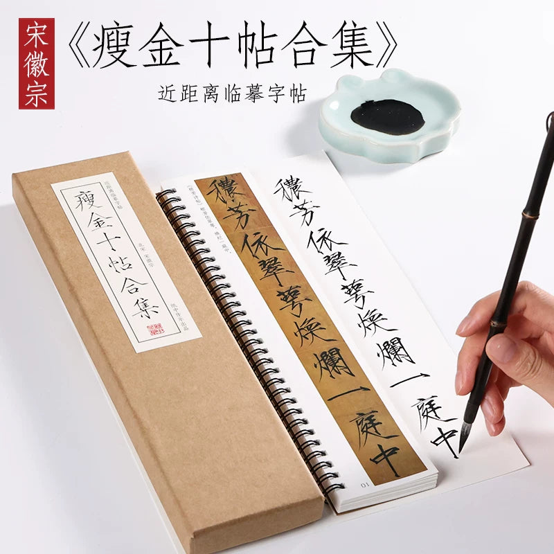 Emperor Huizong Slender Gold Script Copybook – Ten Masterpieces Collection close-up detail - Calligraphy Copybook by Generic