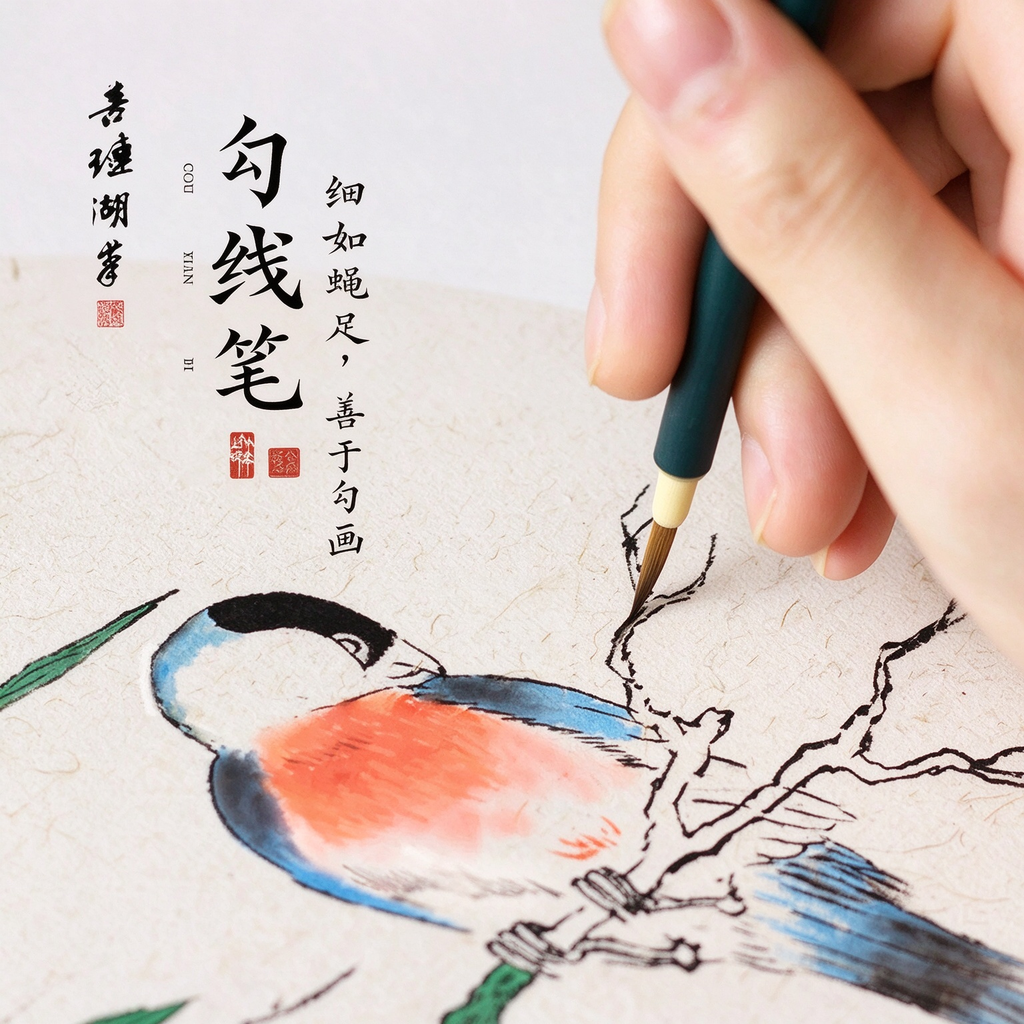 Fine-line brushes for Chinese ink painting close-up detail - Chinese Painting Brushes by Shanlian Hubi