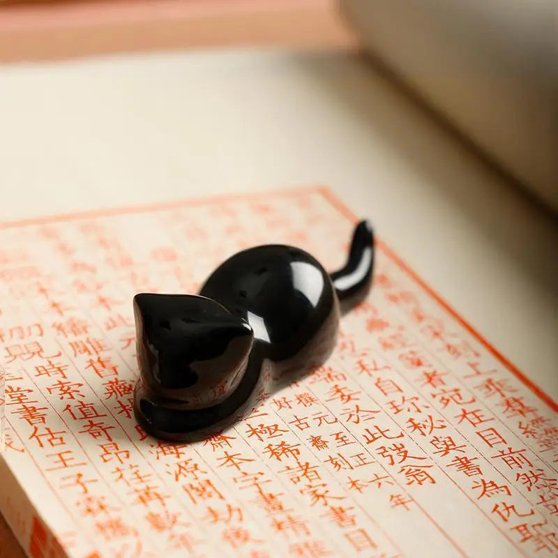 Handmade Porcelain Cat Brush Rest | Calligraphy Pen Holder - Desk Accessories by BrushPaper.com (view 3)