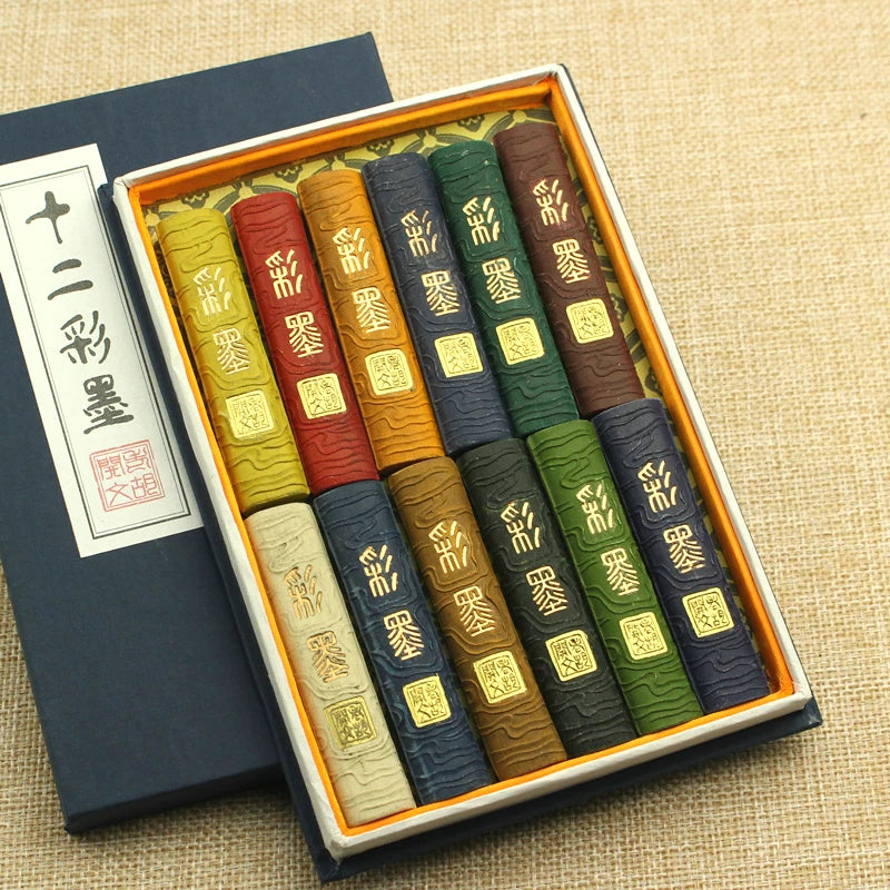 Traditional Hui ink sticks in multiple colors for Chinese painting
