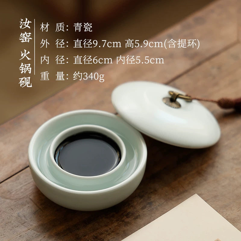 Ink Dish – Antique Glazed Porcelain Inkstone with Lid | Moisture-Retaining packaging - Generic