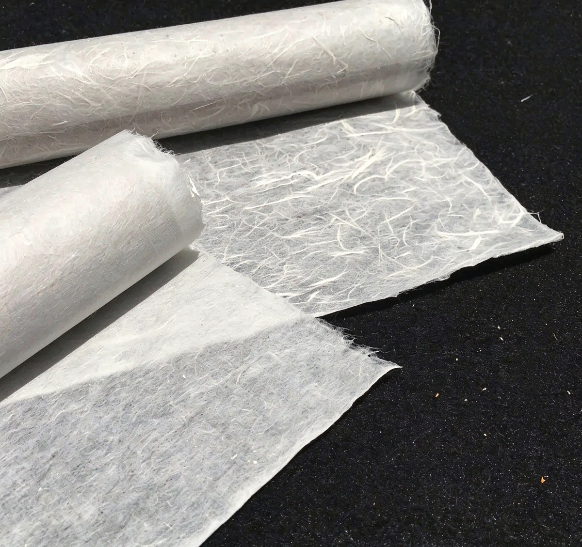 Mulberry Bark Paper –Qingshui Yunlong & Smooth Kozo close-up detail - Chinese Xuan Paper by BrushPaper.com