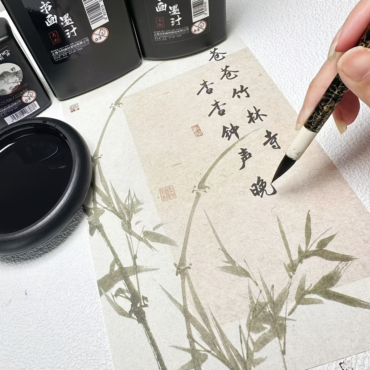 Professional Calligraphy Ink — Traditional Black | Chinese, Japanese & Korean Brush Writing | 100g / 250g / 500g close-up