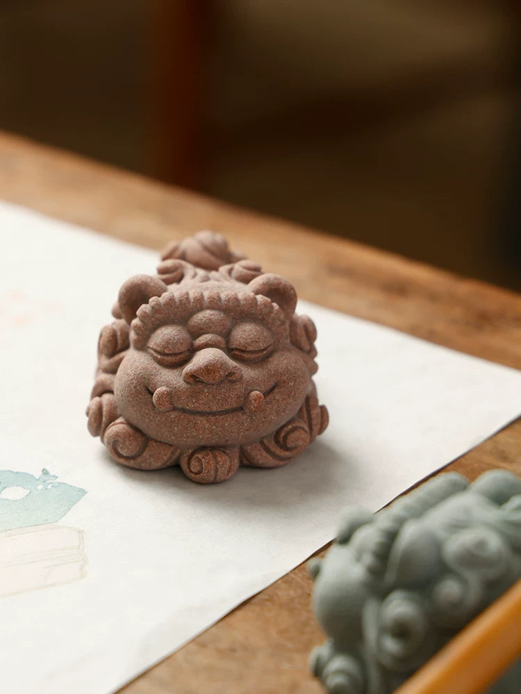 Reclining Lion Brush Rest & Paperweight | Sandstone-Style texture detail - Paperweight by Generic