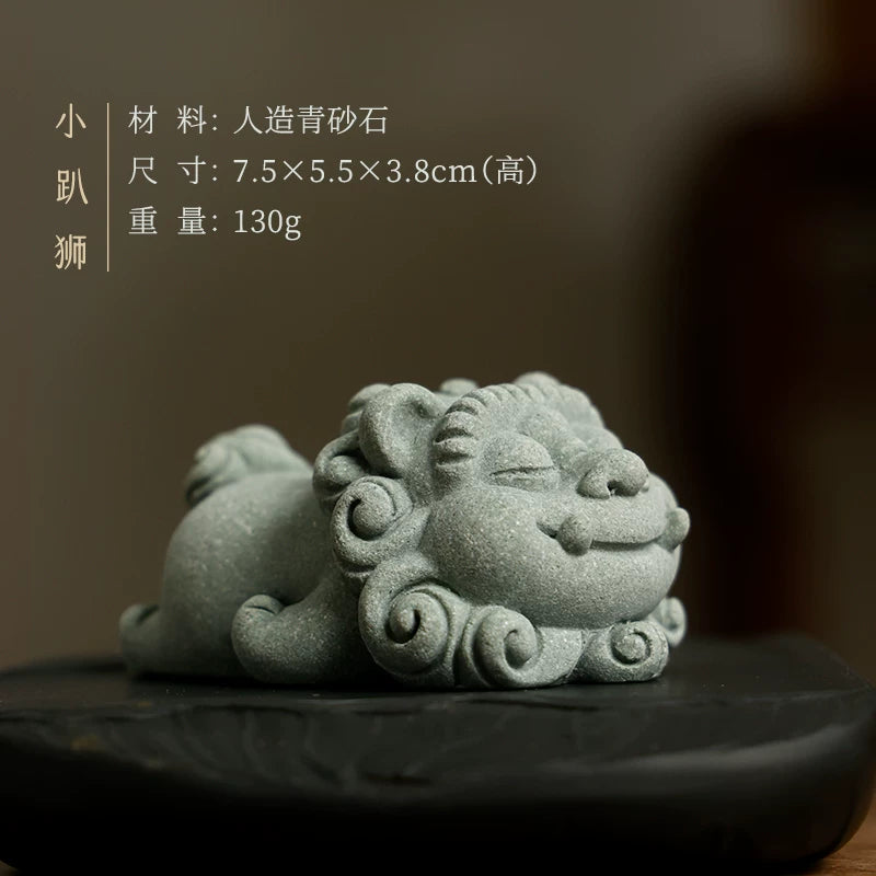 Reclining Lion Brush Rest & Paperweight | Sandstone-Style close-up detail - Paperweight by Generic