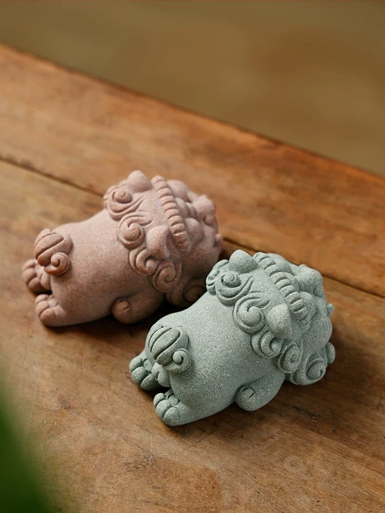 Reclining Lion Brush Rest & Paperweight | Sandstone-Style side view - Paperweight by Generic