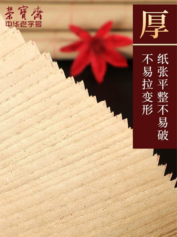 Rongbaozhai Chinese Calligraphy Paper – Antique-Style Mi Zi Grid texture detail - Chinese Xuan Paper by Rongbaozhai (榮寶齋)