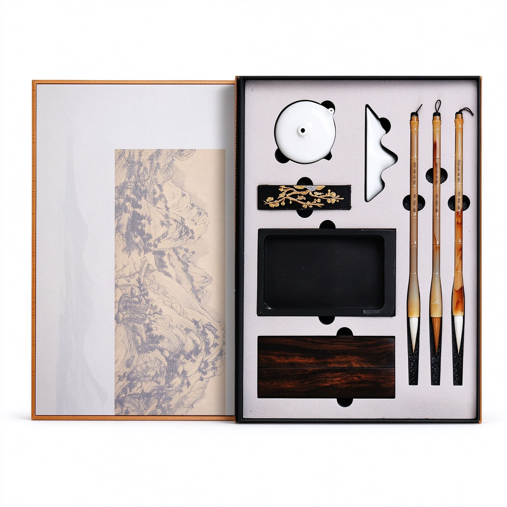 Rongbaozhai Chinese Calligraphy Set – Fuchun Mountains Four Treasures side view - Chinese Calligraphy Set by Rongbaozhai