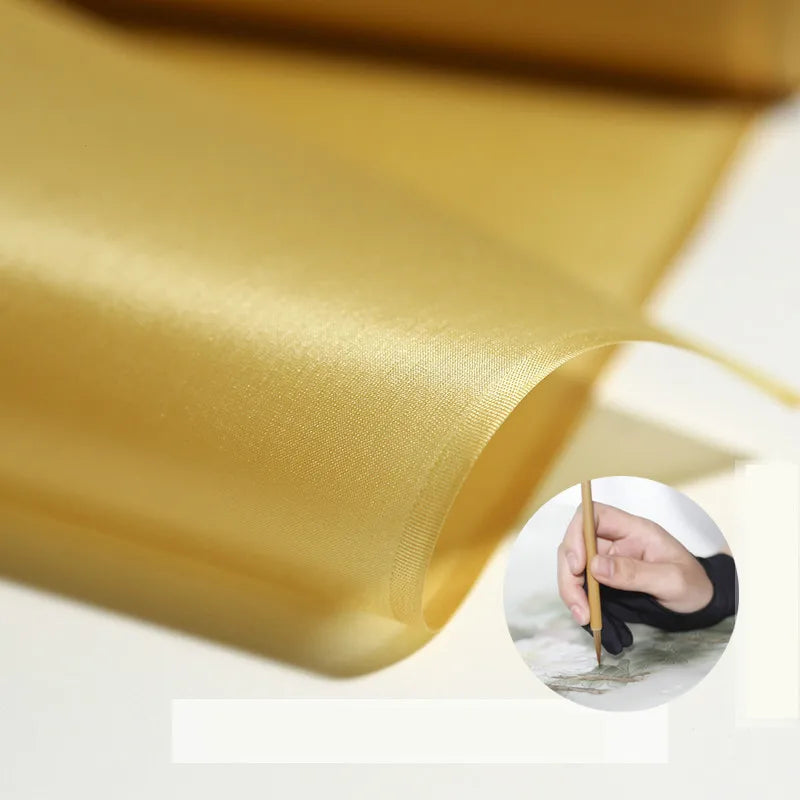 Close-up texture of handmade silk ripe Xuan paper surface