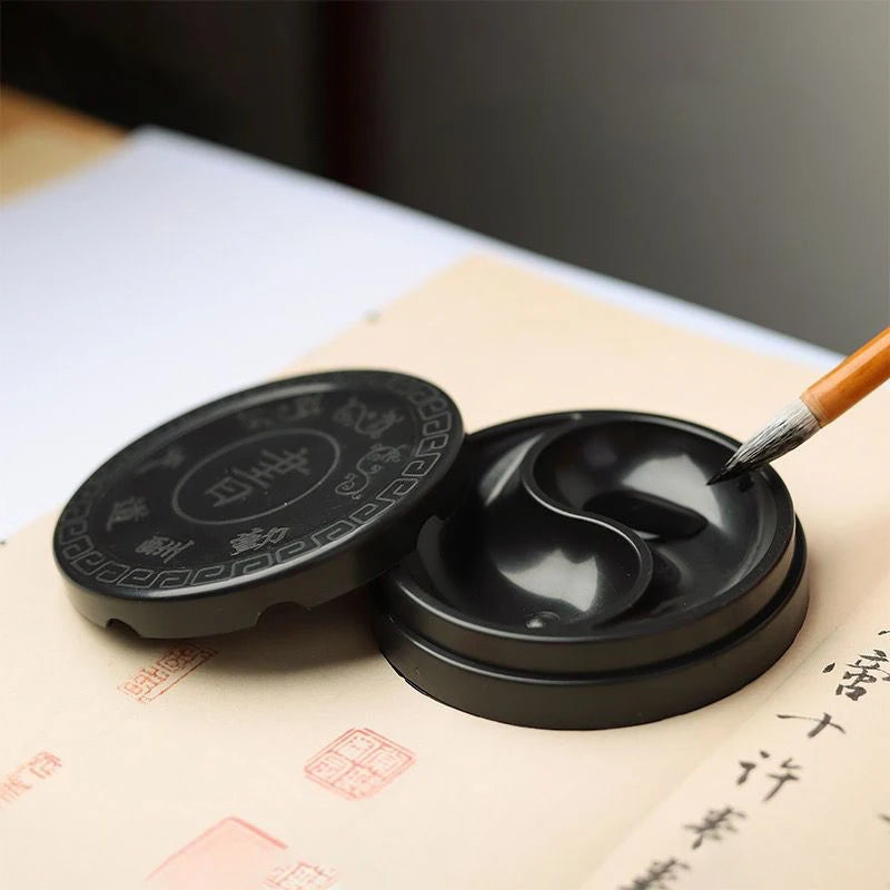 Calligraphy ink tray with Yin Yang Tai Ji design for Chinese brush painting
