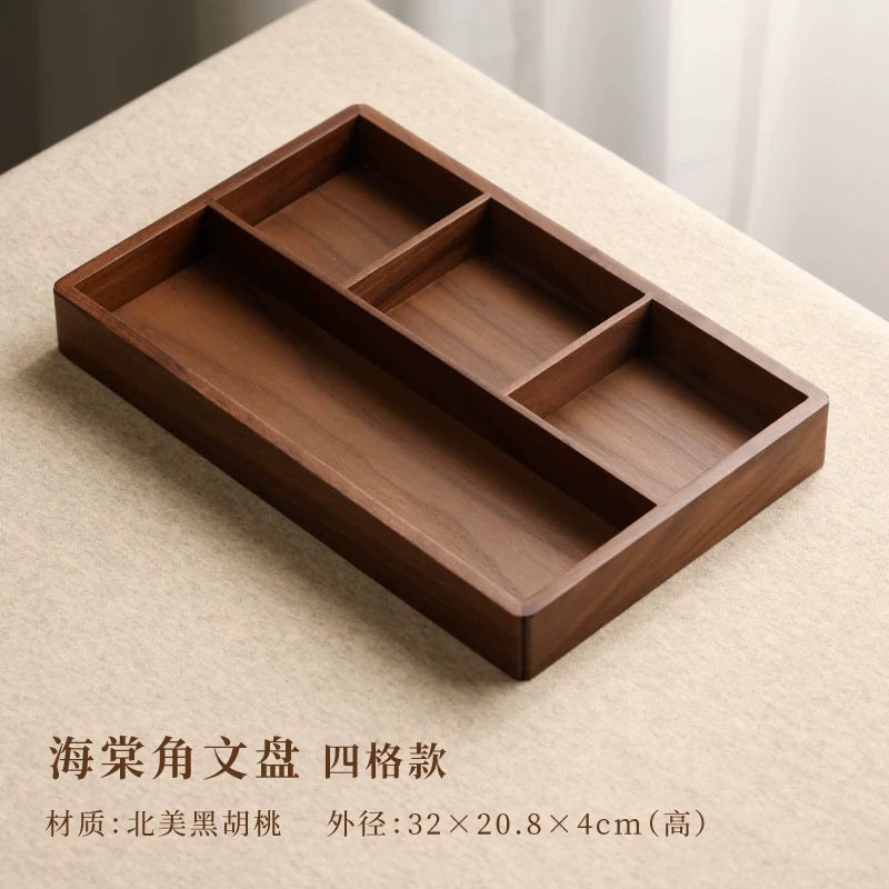 Walnut Wood Calligraphy Brush Tray – Mortise & Tenon Scholar's Desk Organizer for Brushes, Seals & Ink Stones close-up