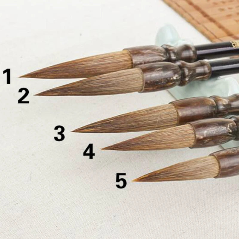 Close-up of weasel hair lian brush tip for Chinese calligraphy
