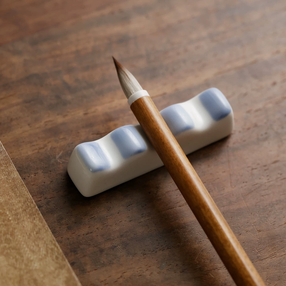 White Porcelain Chinese Calligraphy Brush Rest packaging - Chinese Calligraphy Accessories by BrushPaper.com