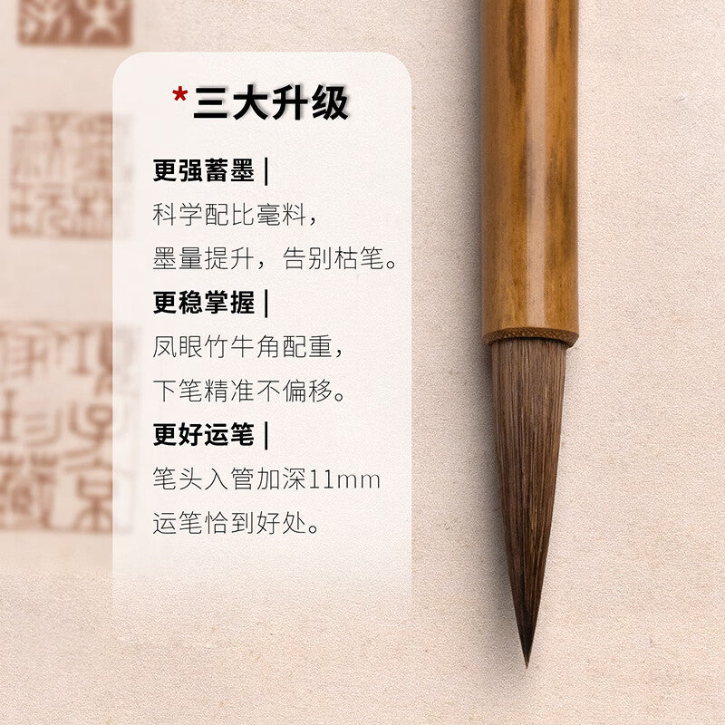 Wolf Hair Calligraphy Brush Set — Fuluzhai | Huzhou Shanlian close-up detail - Calligraphy Brushes by Others