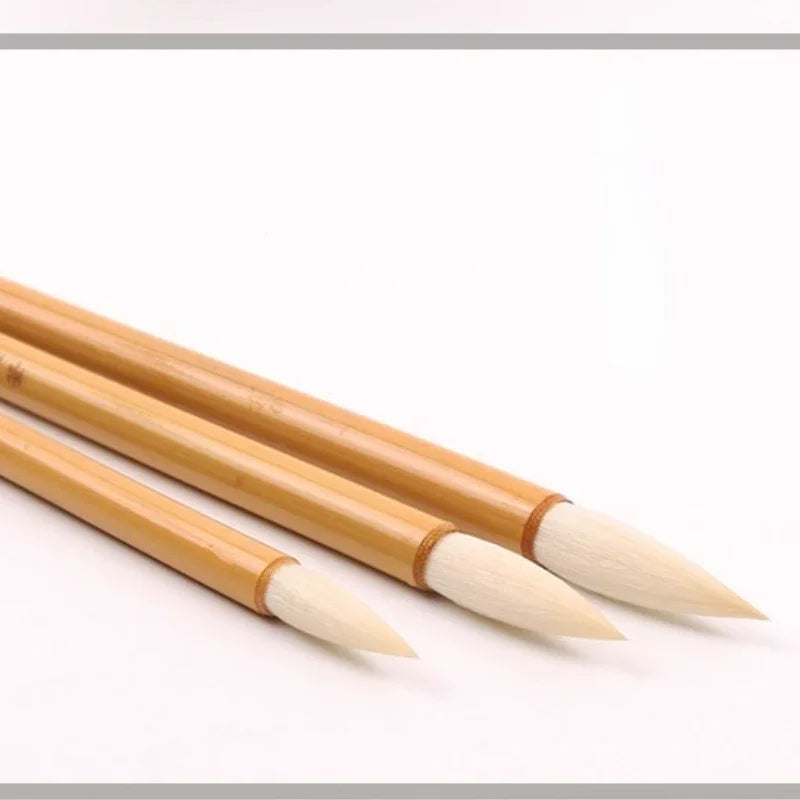 Size comparison of small medium large woolen hair calligraphy brush set