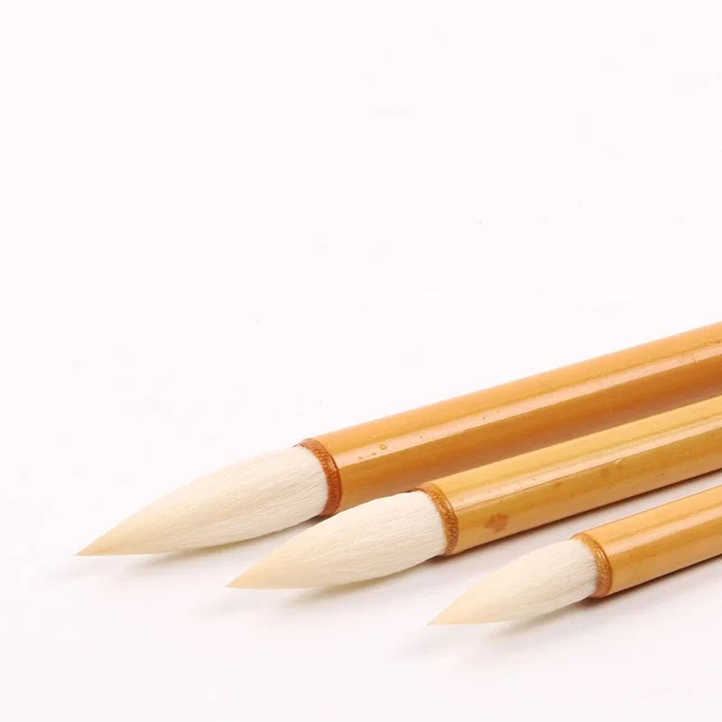 Set of 3 white clouds woolen hair calligraphy brushes small medium large