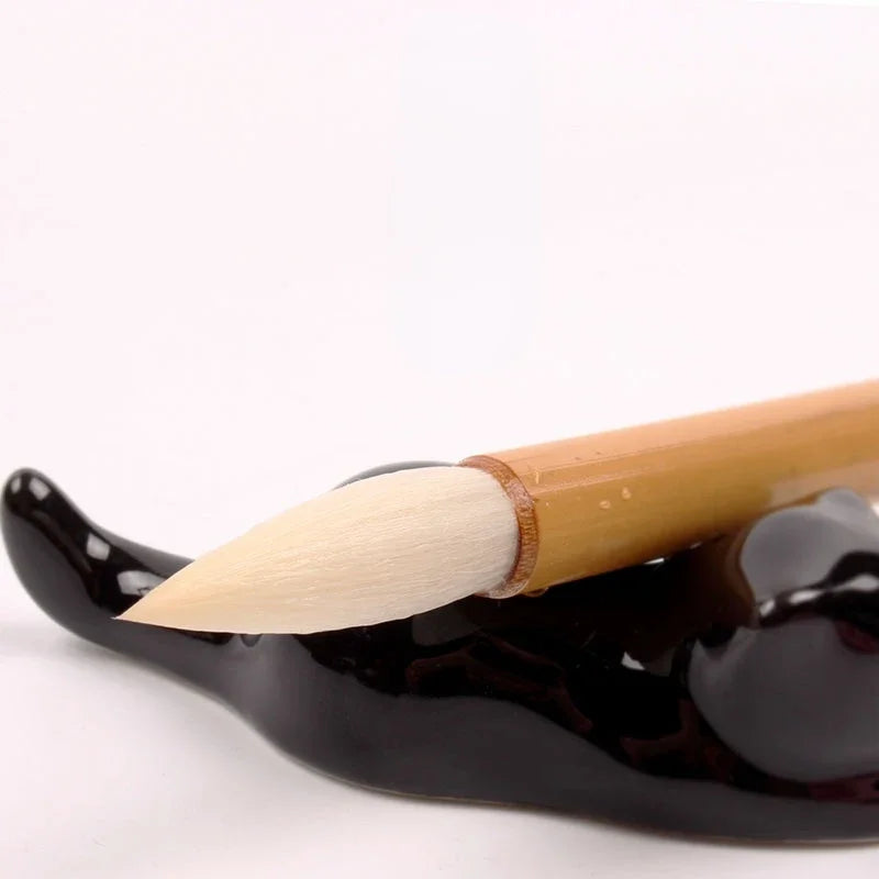 Close-up of soft woolen hair brush tip for meticulous painting and calligraphy